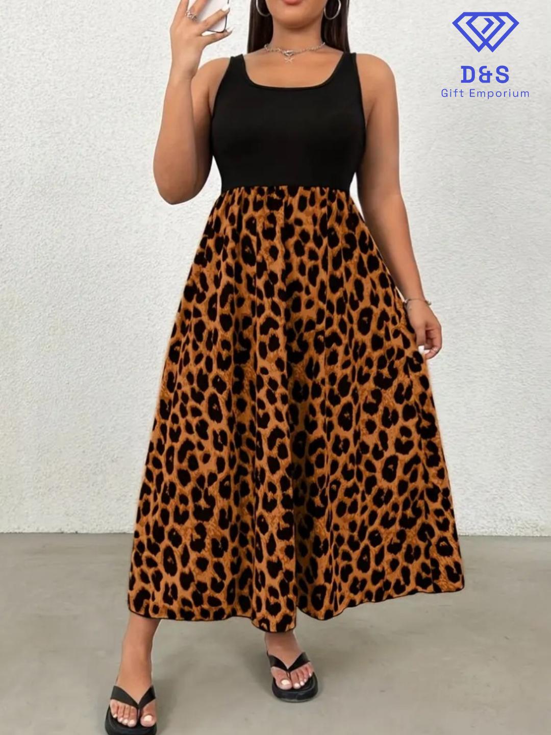 Plus Size Leopard Print Patchwork Dress