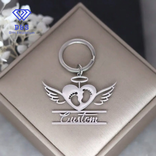 Personalised Angel Wings Keyring