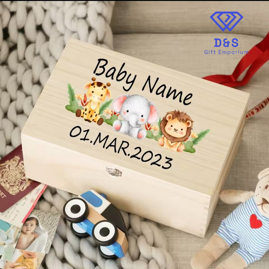 Safari Animals Personalised Baby Box