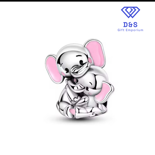Cuddling Elephant Charm