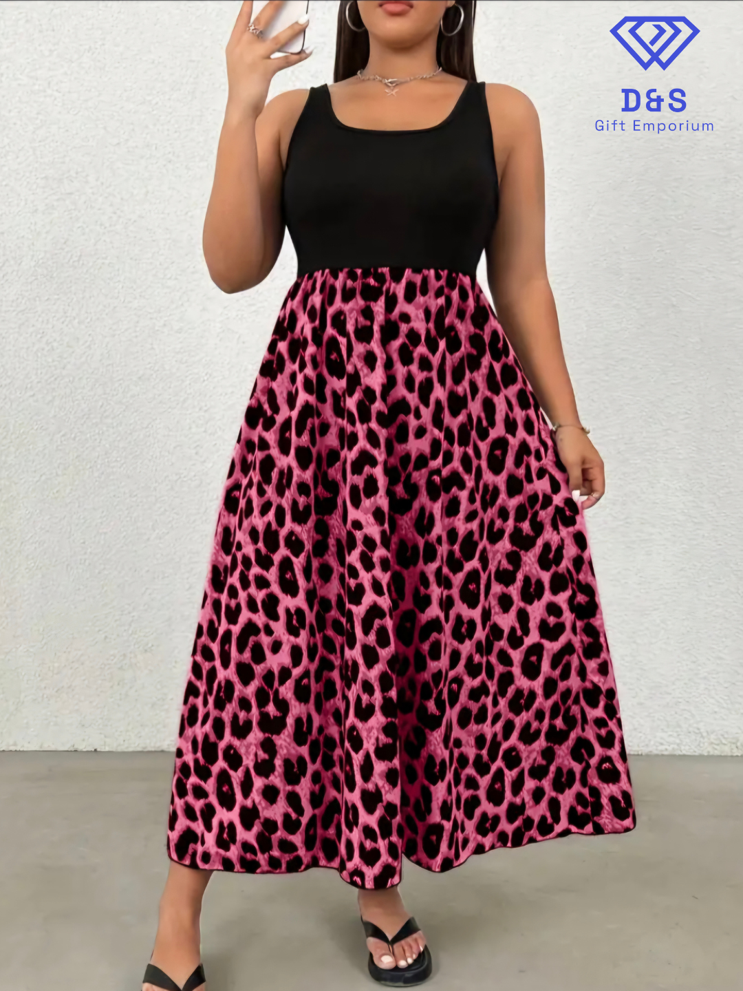Plus Size Leopard Print Patchwork Dress