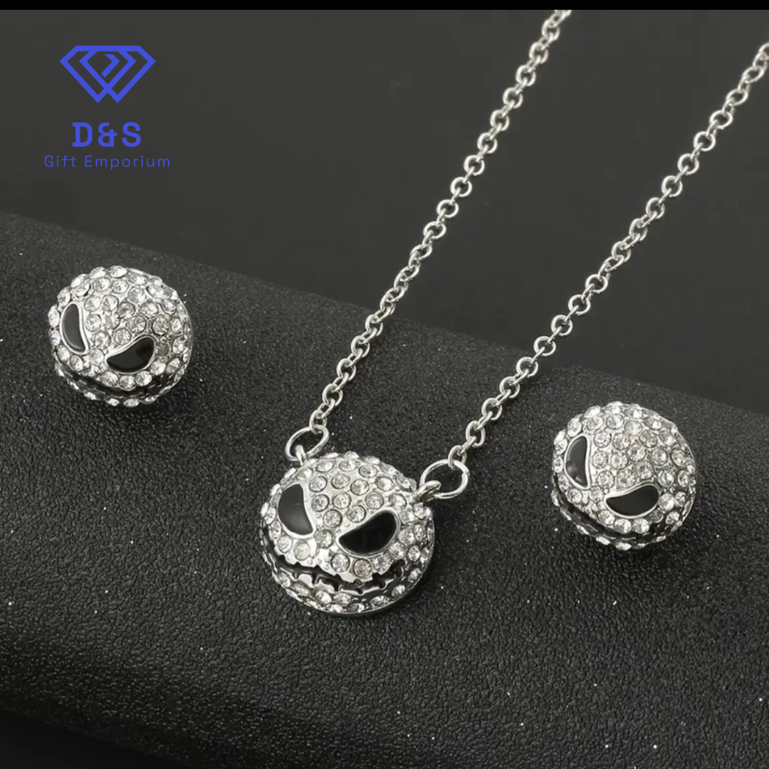 Jack Skeleton Necklace & Earrings Set