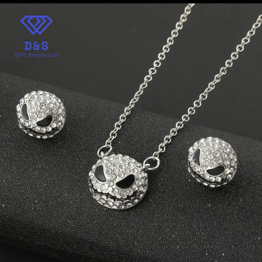 Jack Skeleton Necklace & Earrings Set