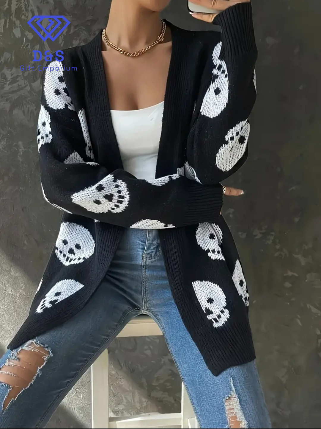 Plus Size Skull Cardigan