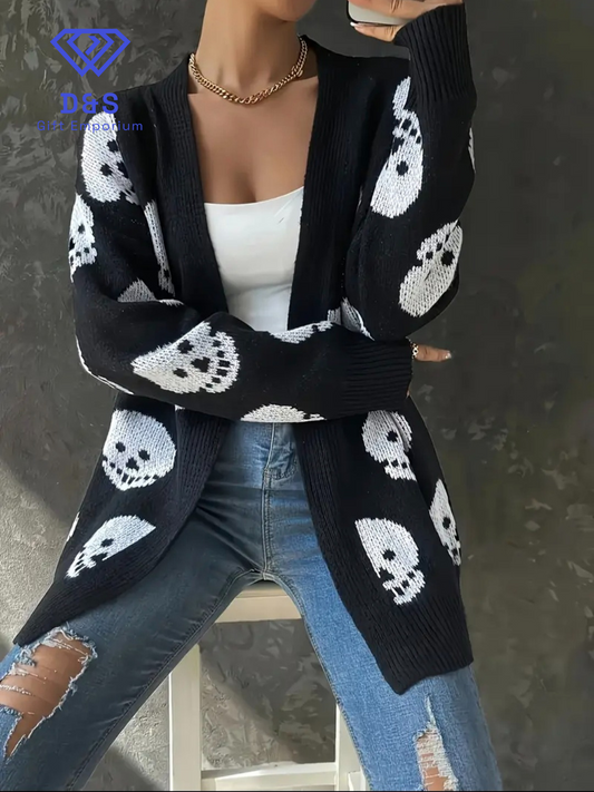 Plus Size Skull Cardigan