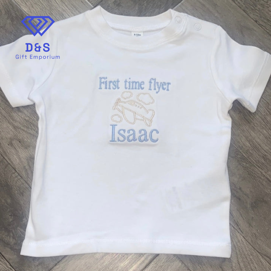 First Time Flyer Embroidered Tshirt