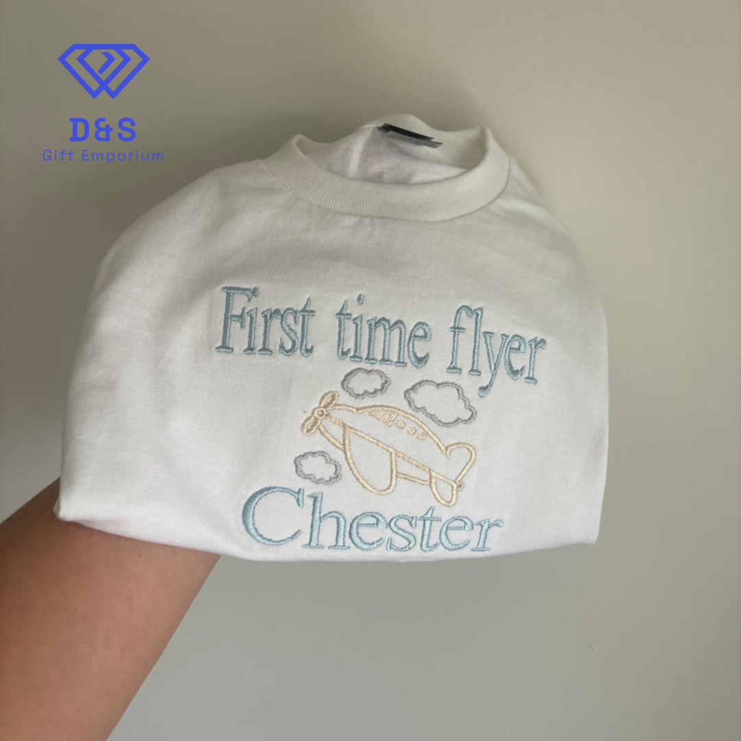 First Time Flyer Embroidered Tshirt
