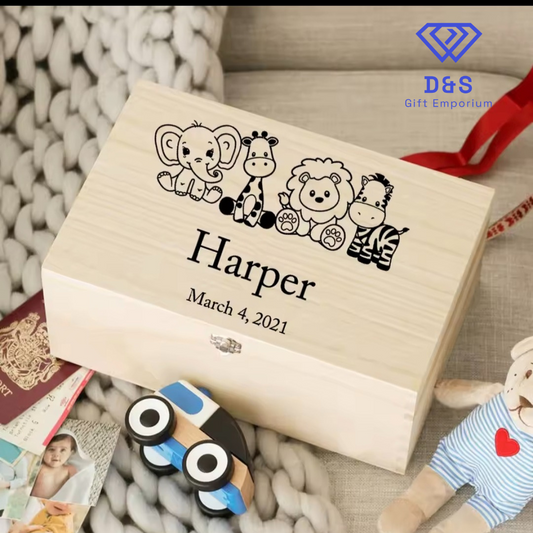 Safari Animals Personalised Baby Box