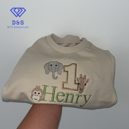 Safari Embroidered Birthday Jumper