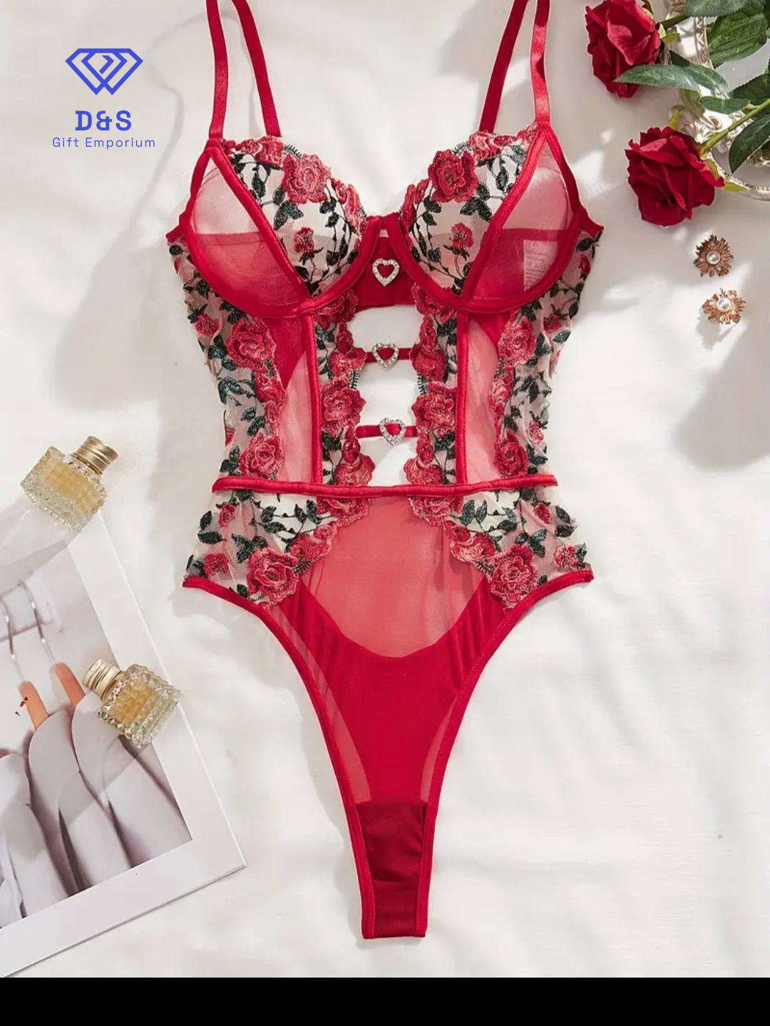 Embroidered Rose Bodysuit