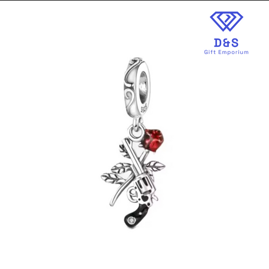 Gun & Rose Charm