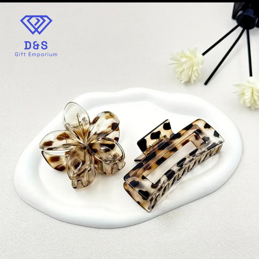 2pcs Leopard Print Claw Clips