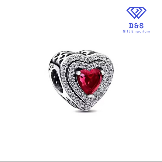 Sparkling Red Leveled Heart Charm