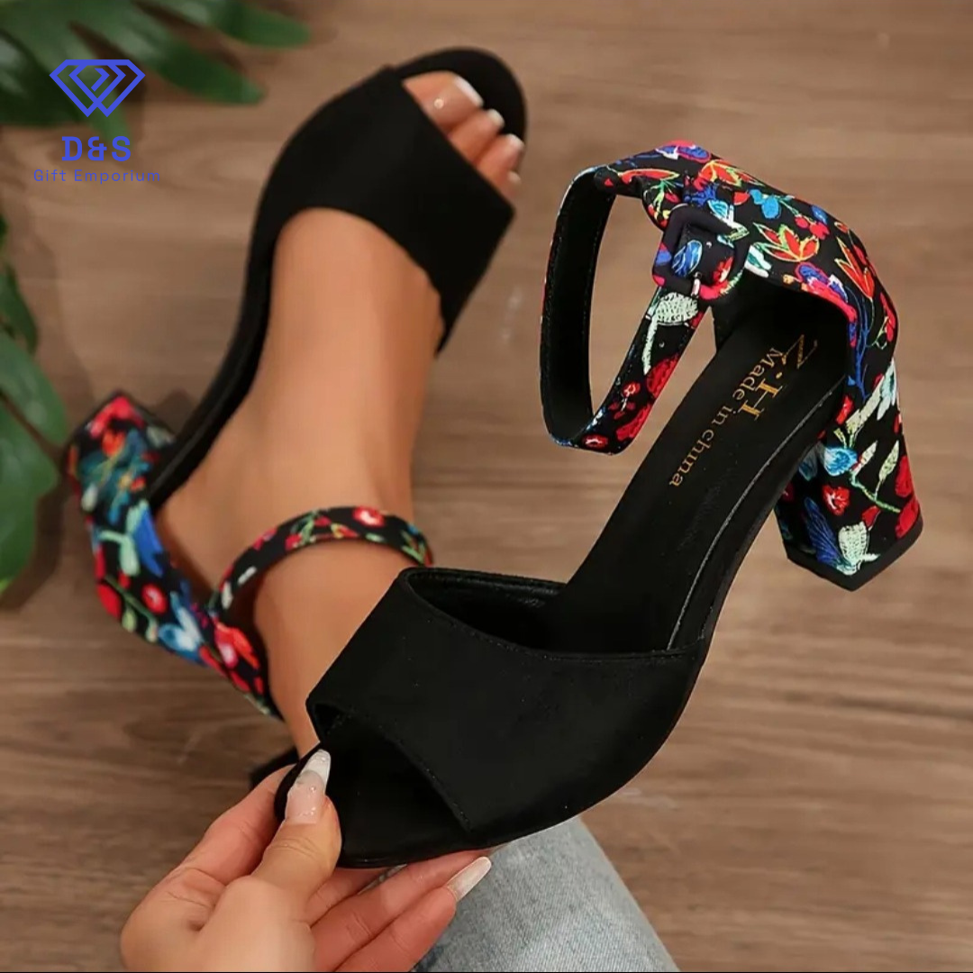 Chunky Flower Heels