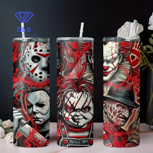 Horror Characters Skinny Tumbler