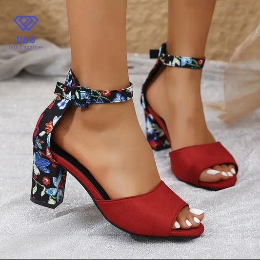 Chunky Flower Heels
