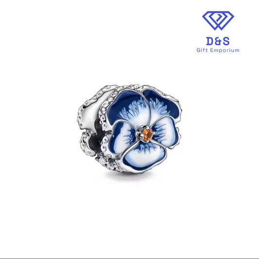 Blue Pansy Flower Charm