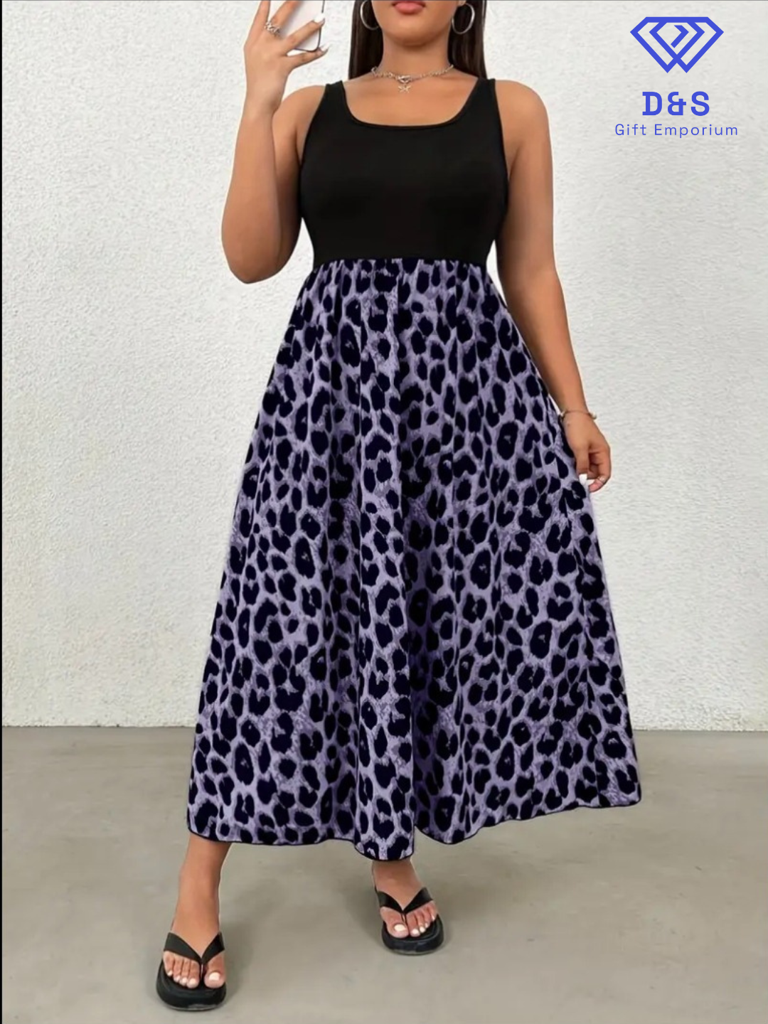 Plus Size Leopard Print Patchwork Dress