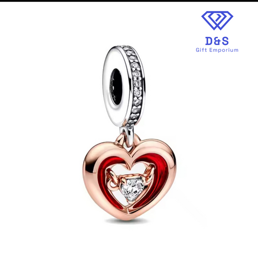 Two Tone Radient Heart Dangle Charm