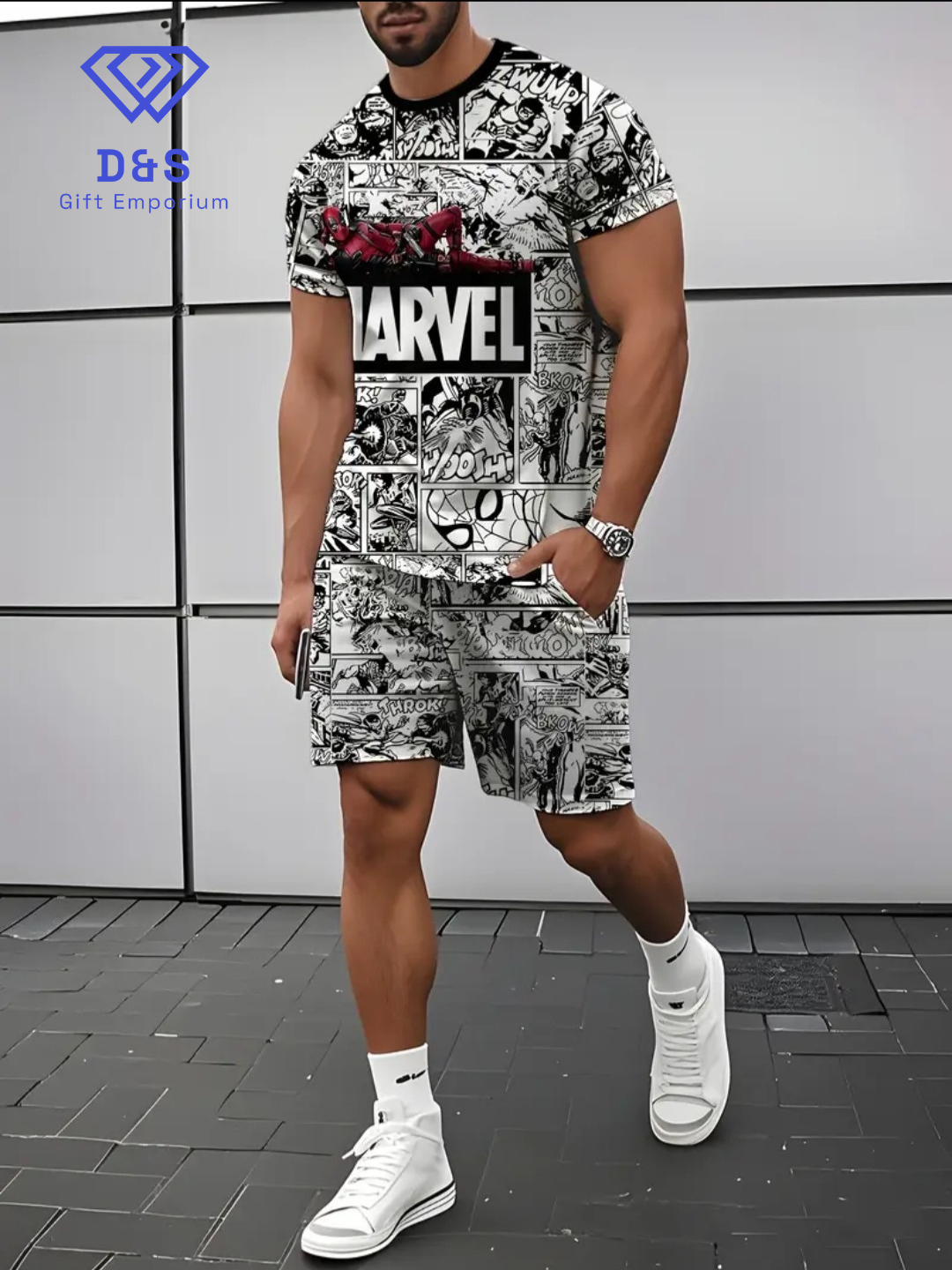 Mens Marvel T-shirt & Shorts Set