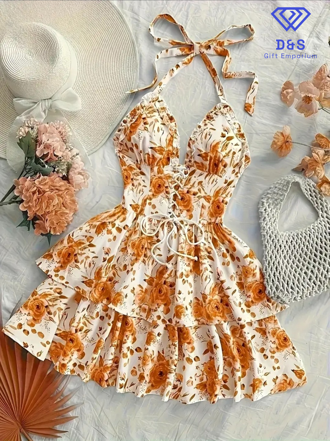 Watercolour Rose Print Dress