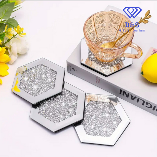 Crushed Diamond Hexagon Coasters