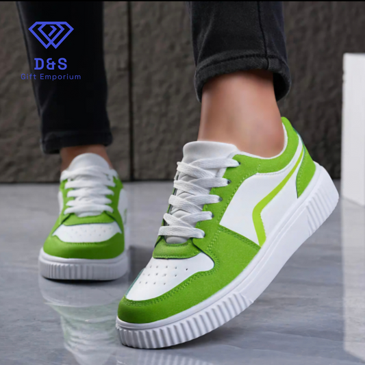 Green & White Low Top Trainers