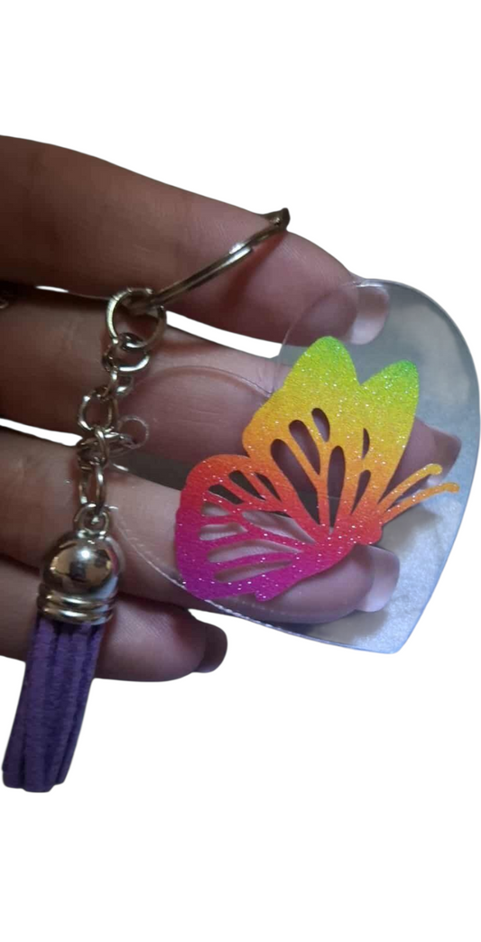 Rainbow Butterfly Keyring