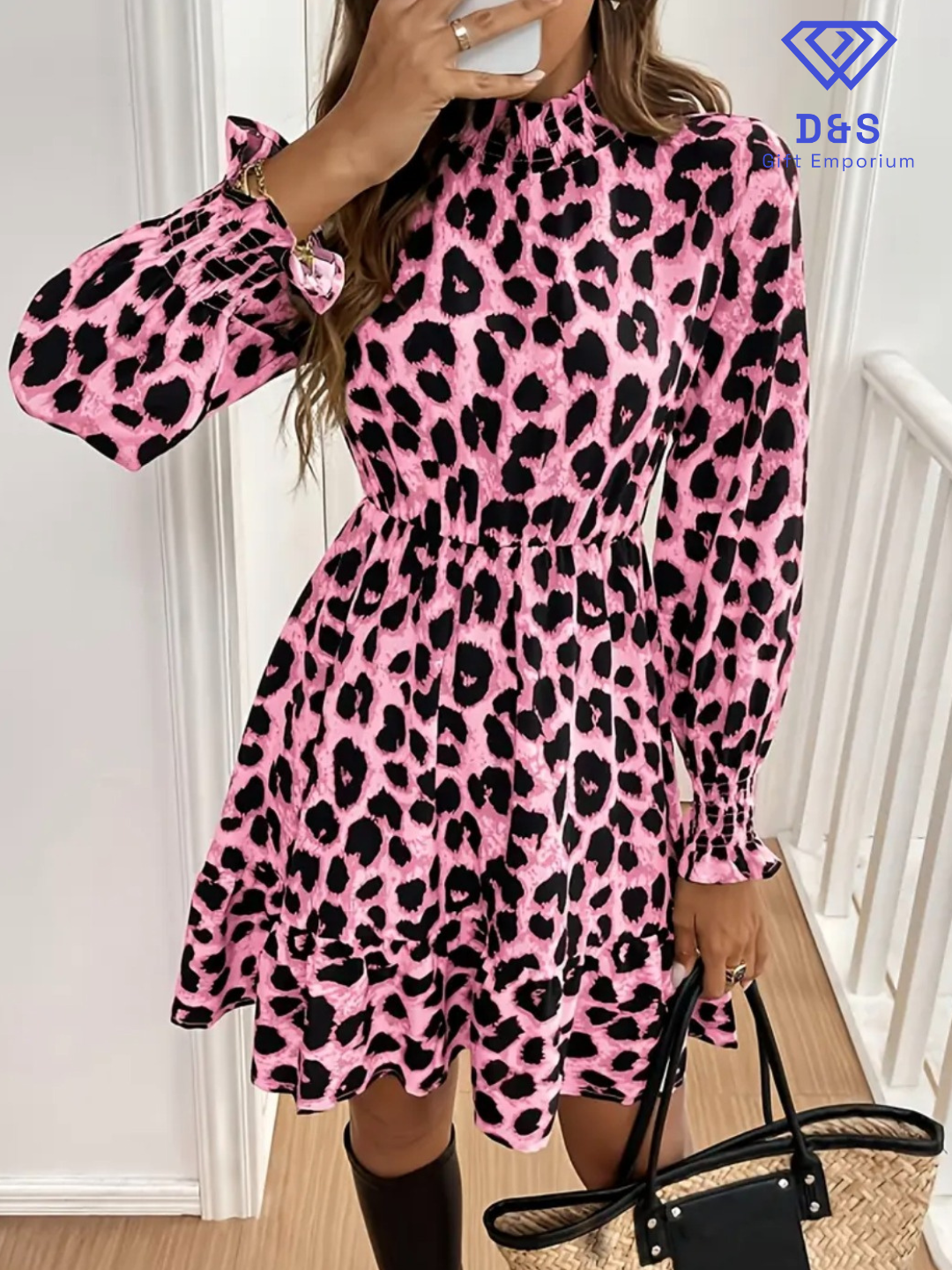 Pink Leopard Print Dress