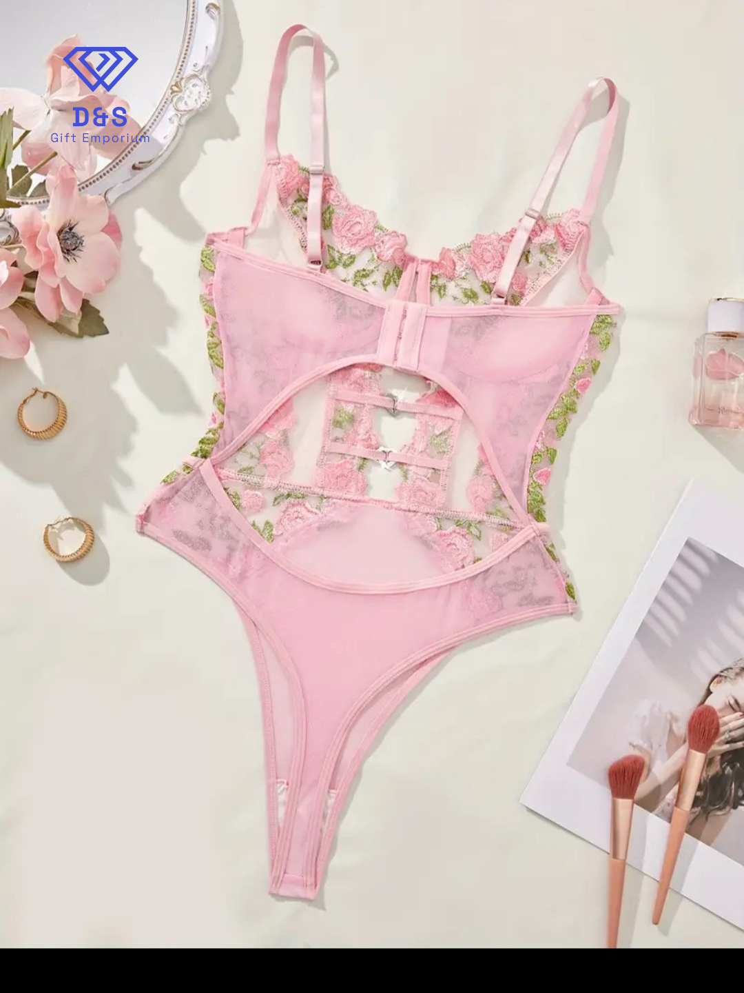 Embroidered Rose Bodysuit