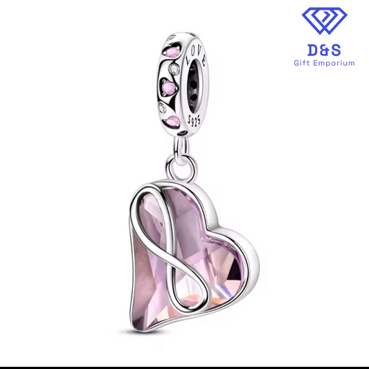 Pink Heart & Infinity Charm