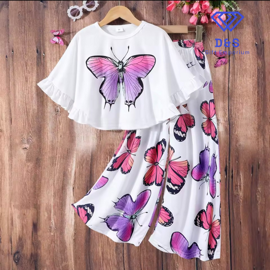 Butterfly Printed Top & Trousers