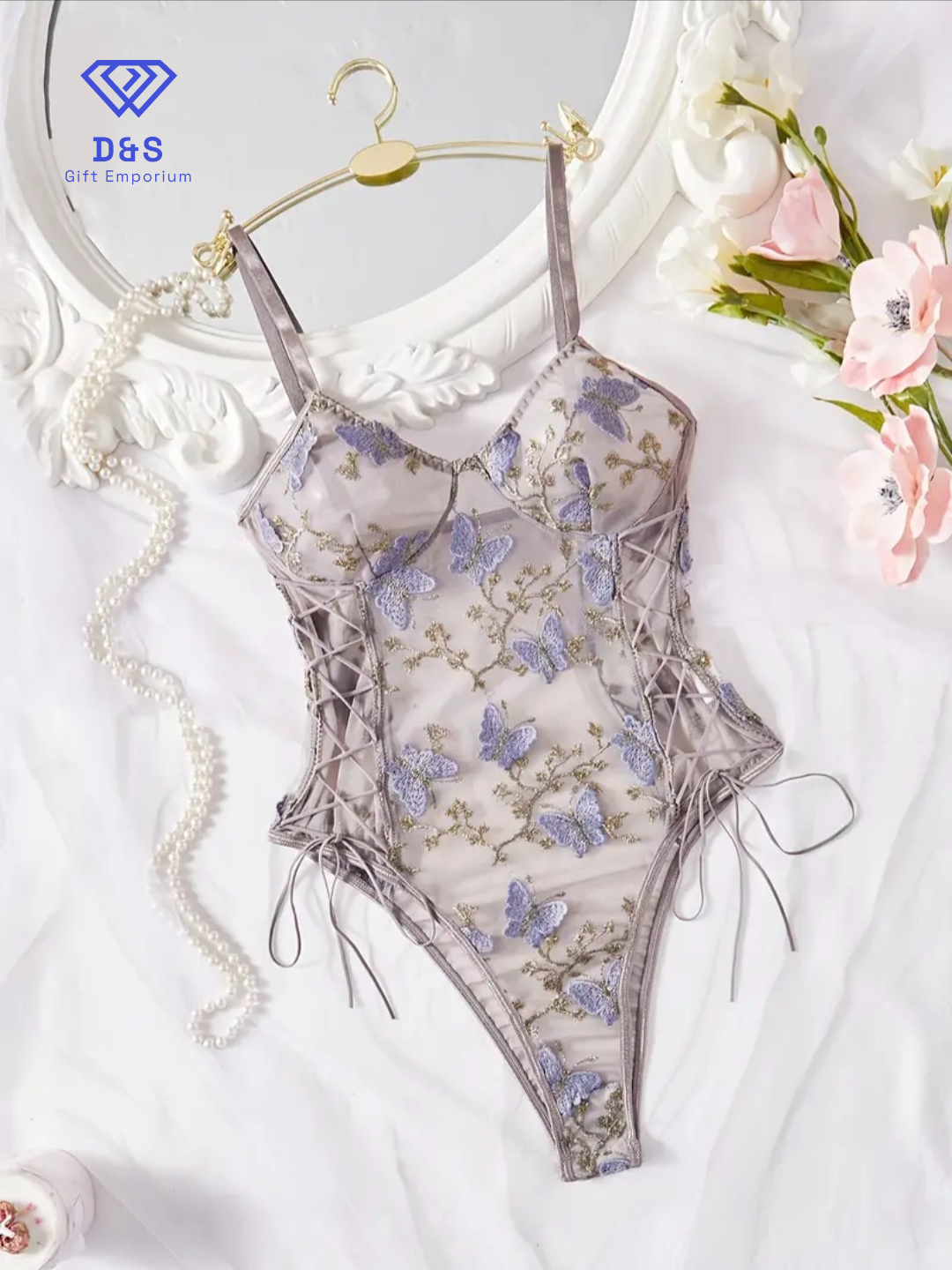 Embroidered Butterfly Bodysuit
