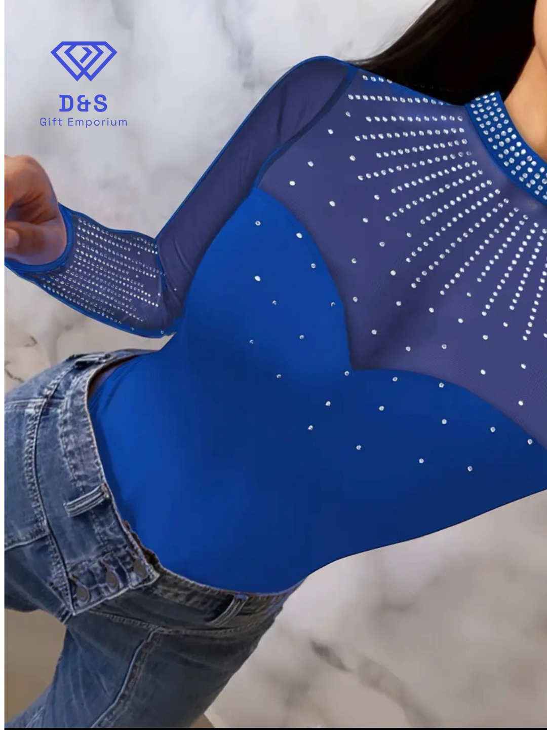 Rhinestone Long Sleeved Bodysuit
