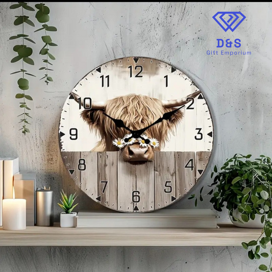 Highland Cow Clock