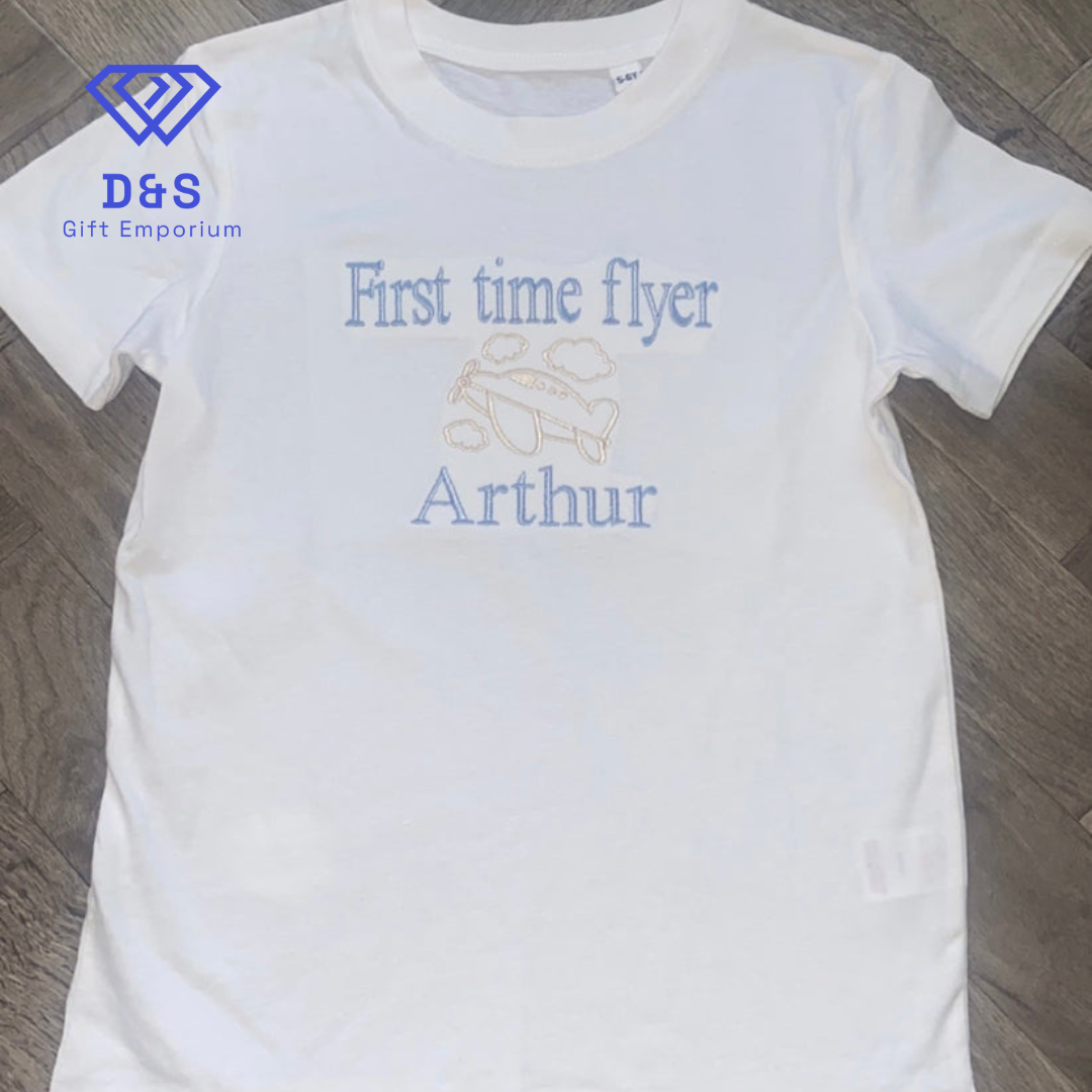 First Time Flyer Embroidered Tshirt