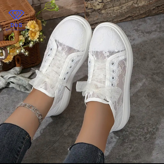 White Floral Trainers