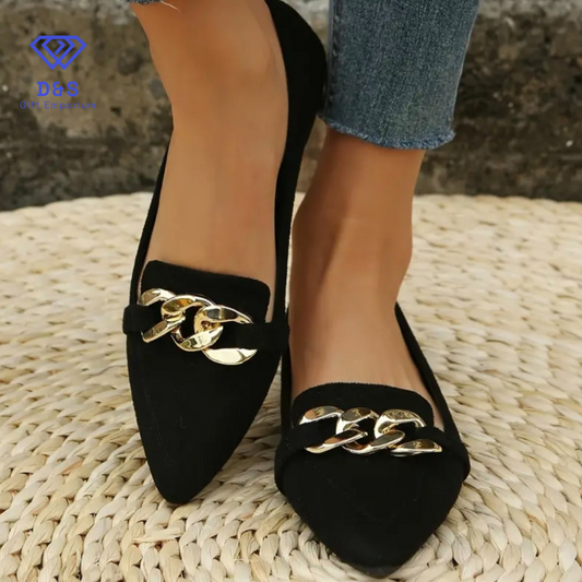 Black Metal Chain Flats