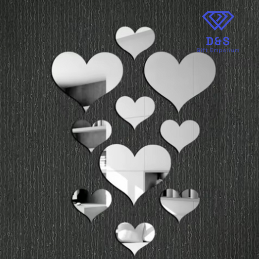 10pcs Love Heart Wall Mirror Stickers