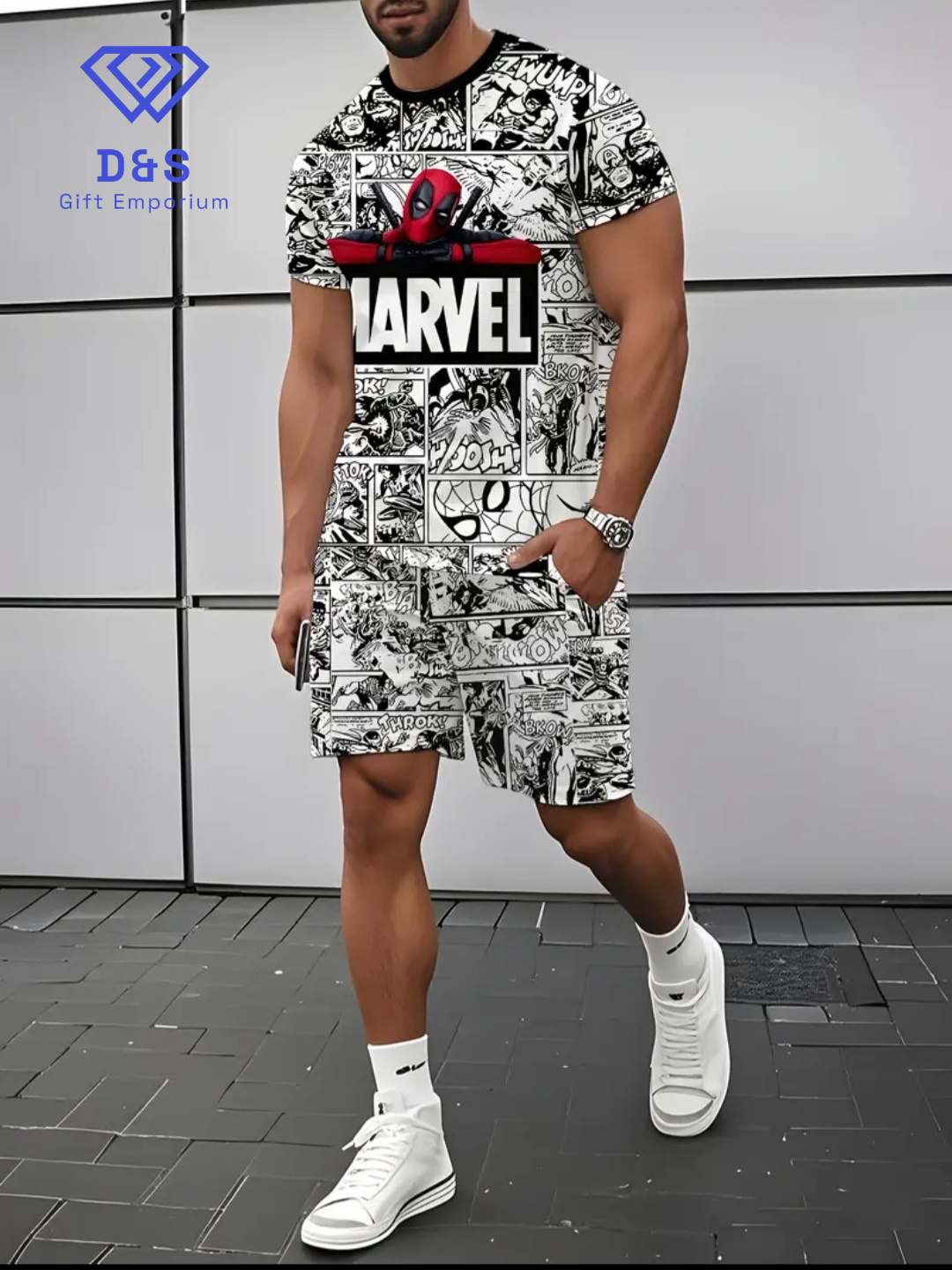 Mens Marvel T-shirt & Shorts Set