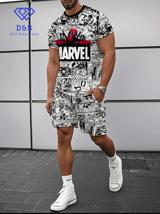 Mens Marvel T-shirt & Shorts Set