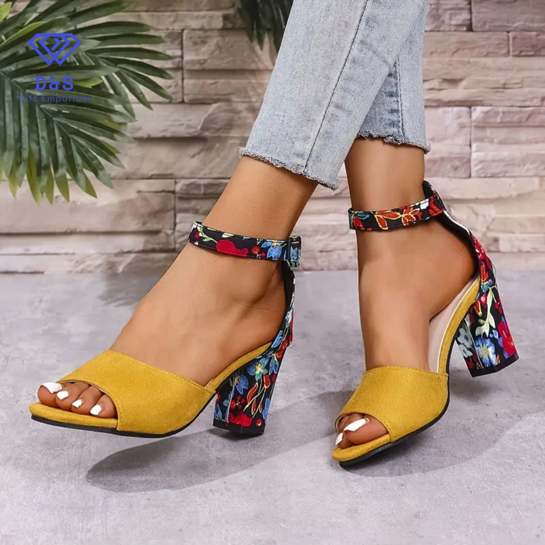 Chunky Flower Heels