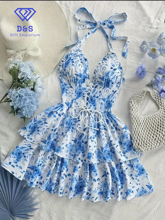 Watercolour Rose Print Dress