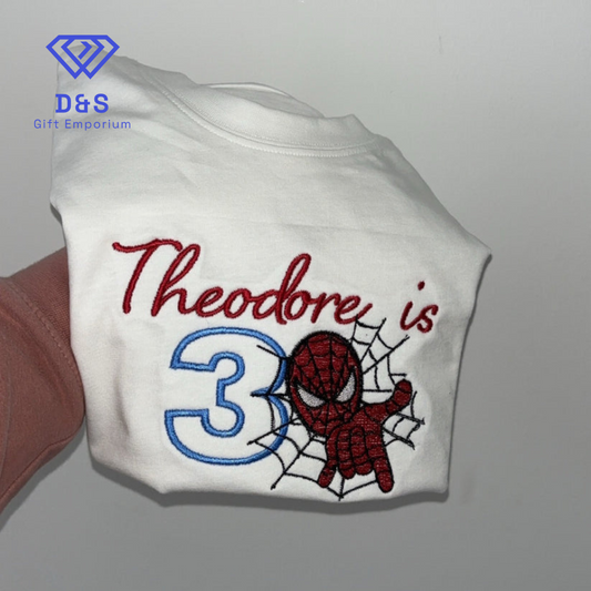 Spiderman Embroidered Birthday Tshirt