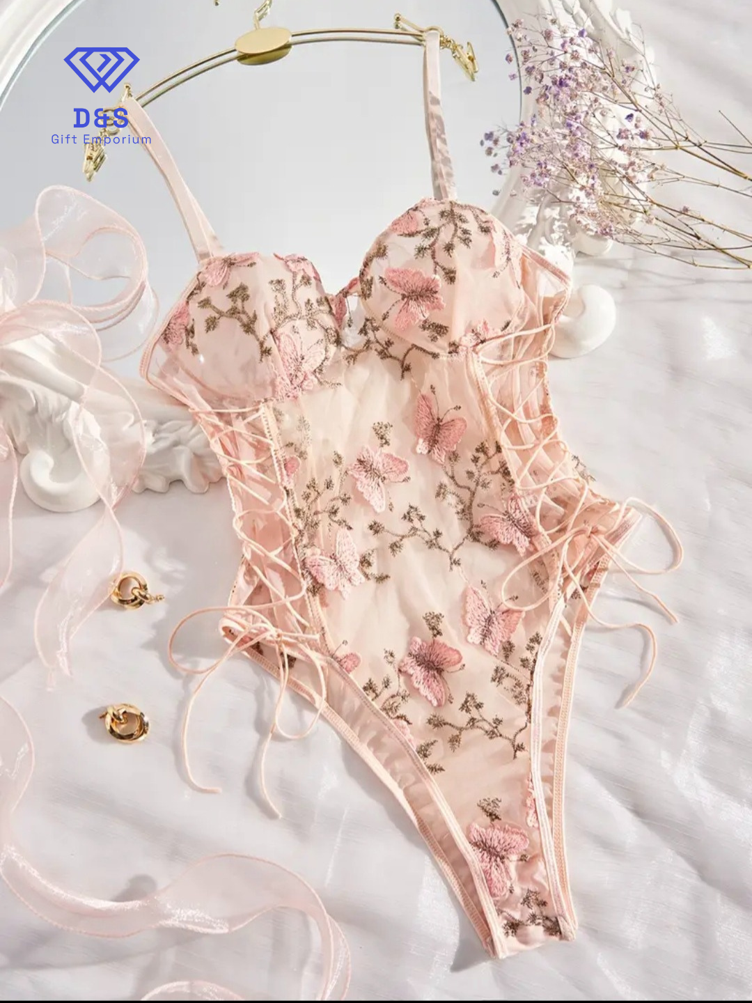 Embroidered Butterfly Bodysuit